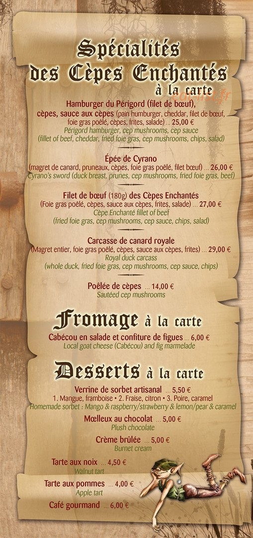 Aux Cèpes Enchantes — carte page 4
