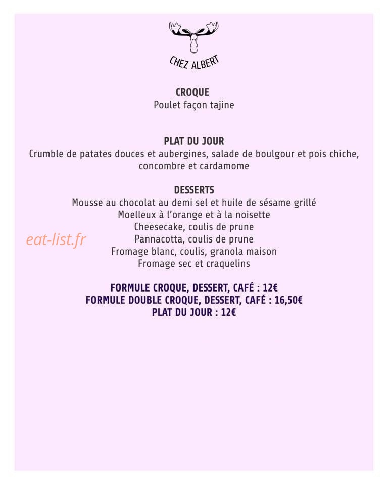 Chez Albert — carte page 1