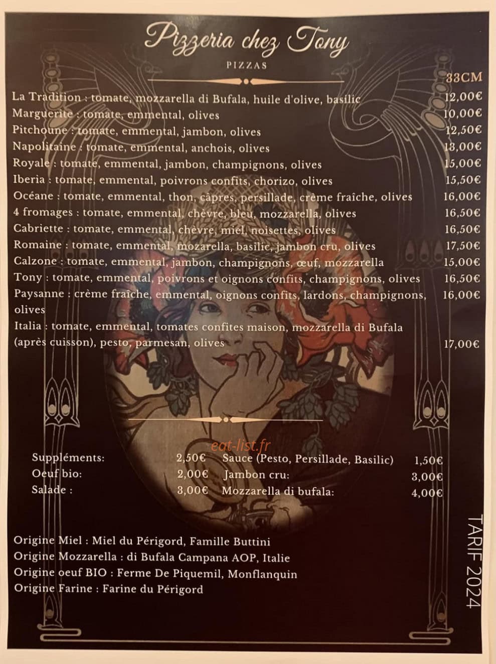 Chez Tony — carte page 1