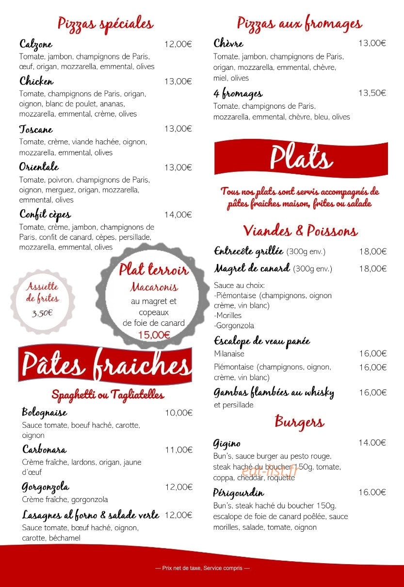 Gigino Pizzeria — carte page 4