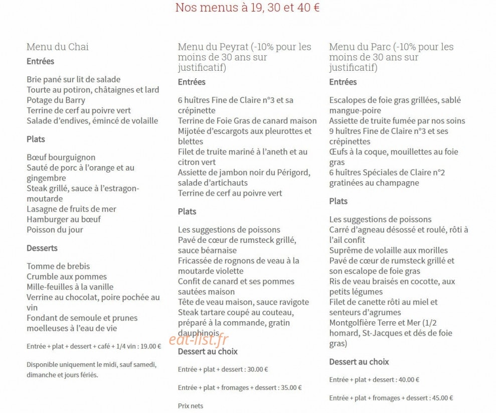 La Flambée — carte page 1