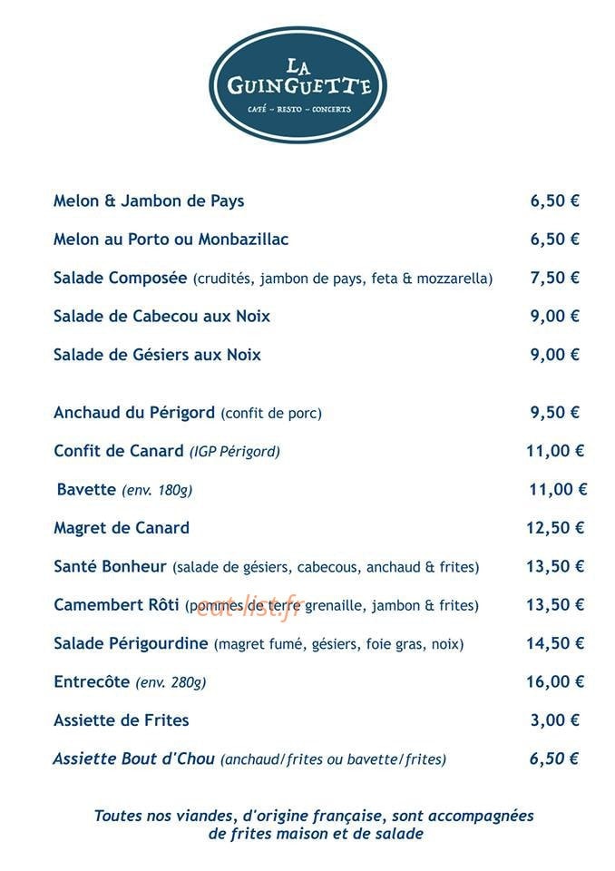 La Guinguette — carte page 1