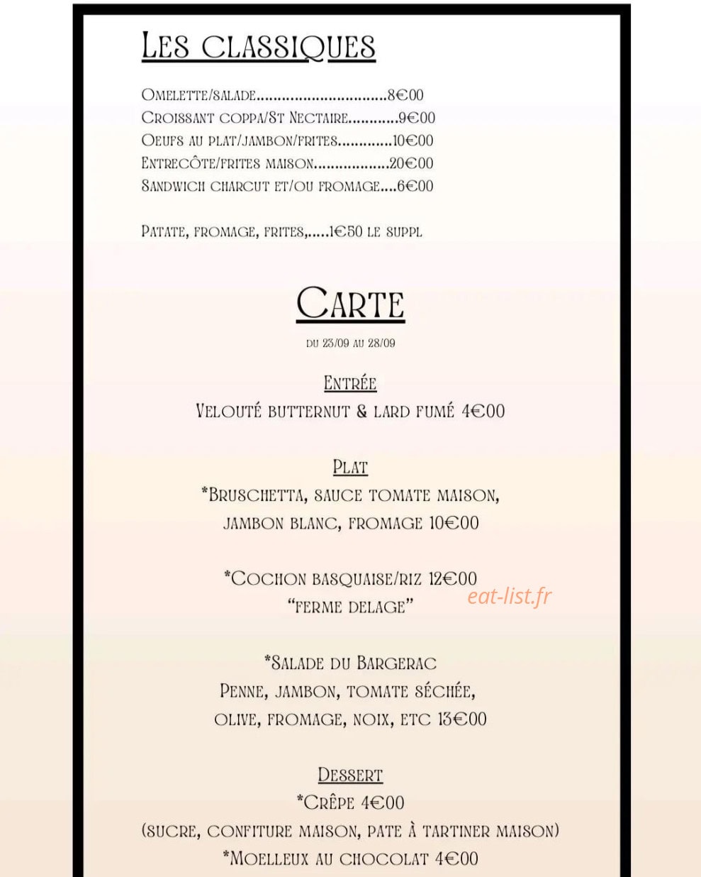 Le bar'gerac — carte page 1