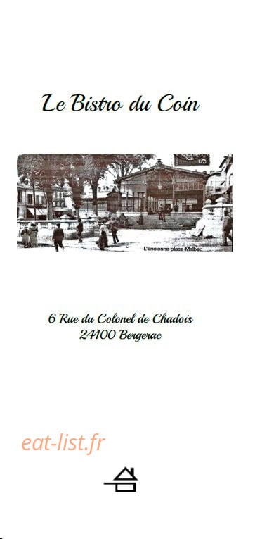 Le Bistro du Coin — carte page 1