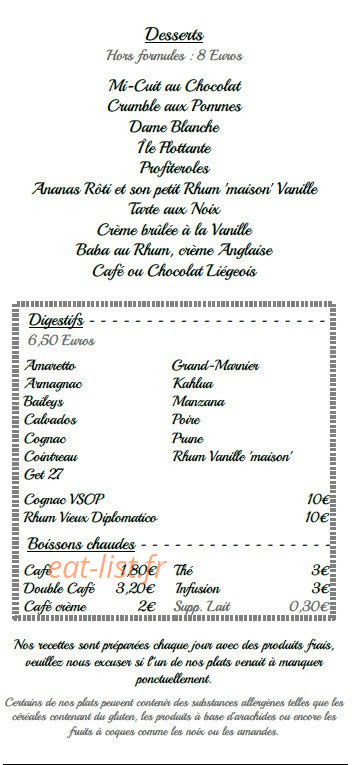 Le Bistro du Coin — carte page 4