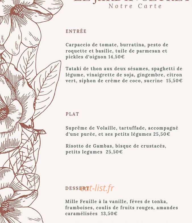 Le Jardin Secret — carte page 1
