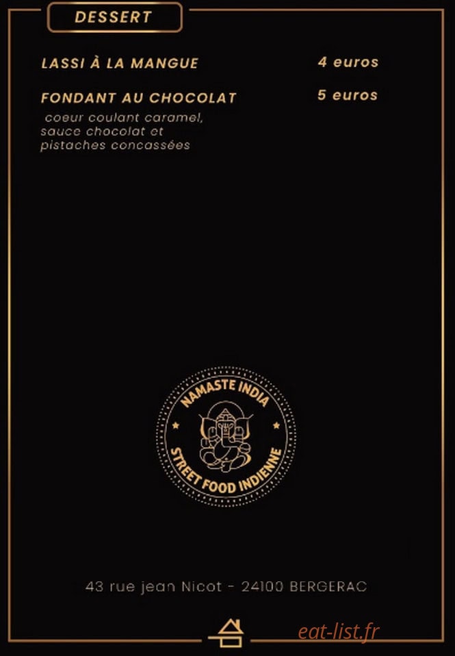 Namaste india — carte page 2