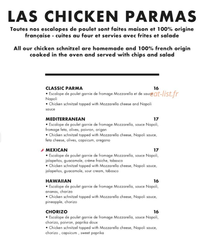Ohlala Burgers — carte page 1