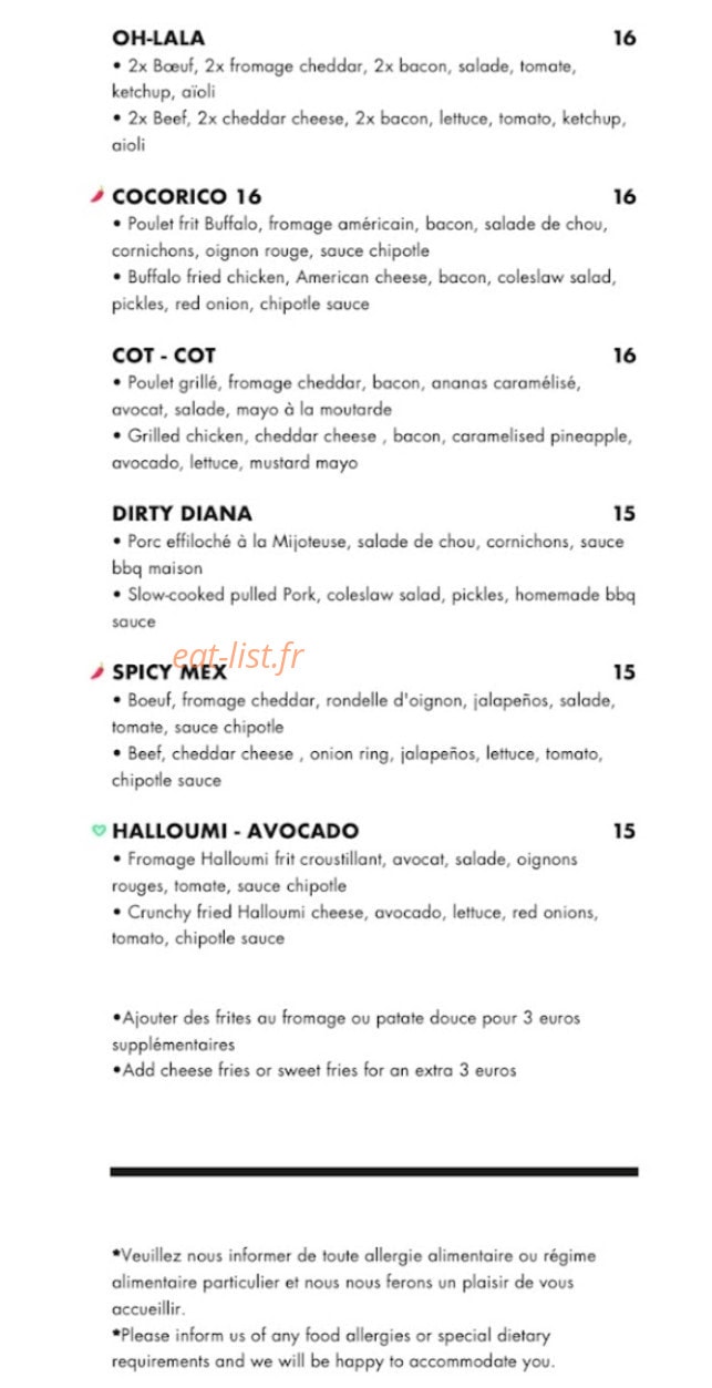 Ohlala Burgers — carte page 11