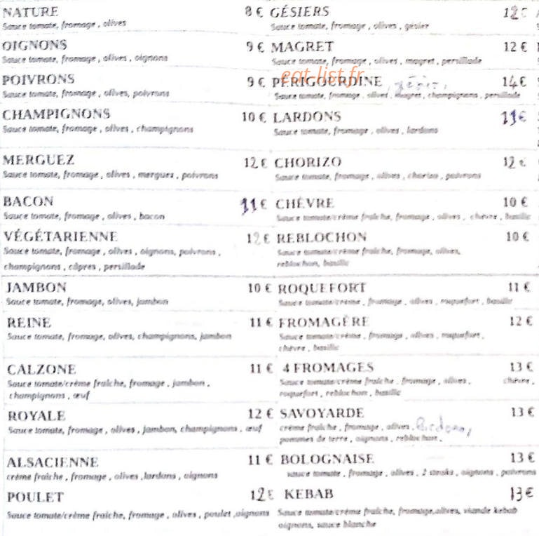 Pizza Lulu — carte page 2