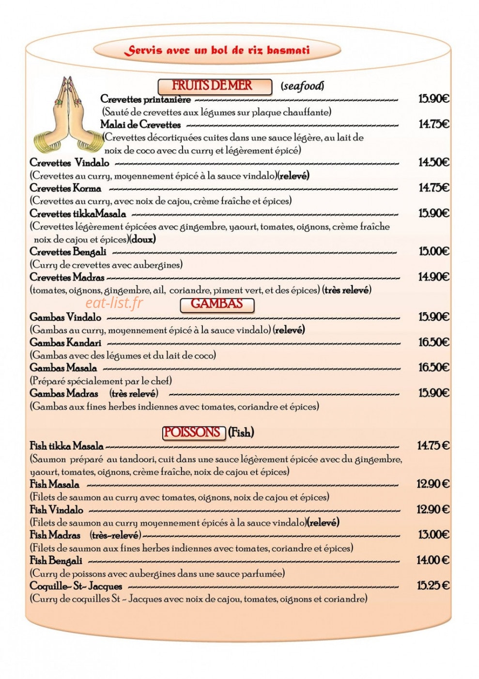 Restaurant Krishna — carte page 5