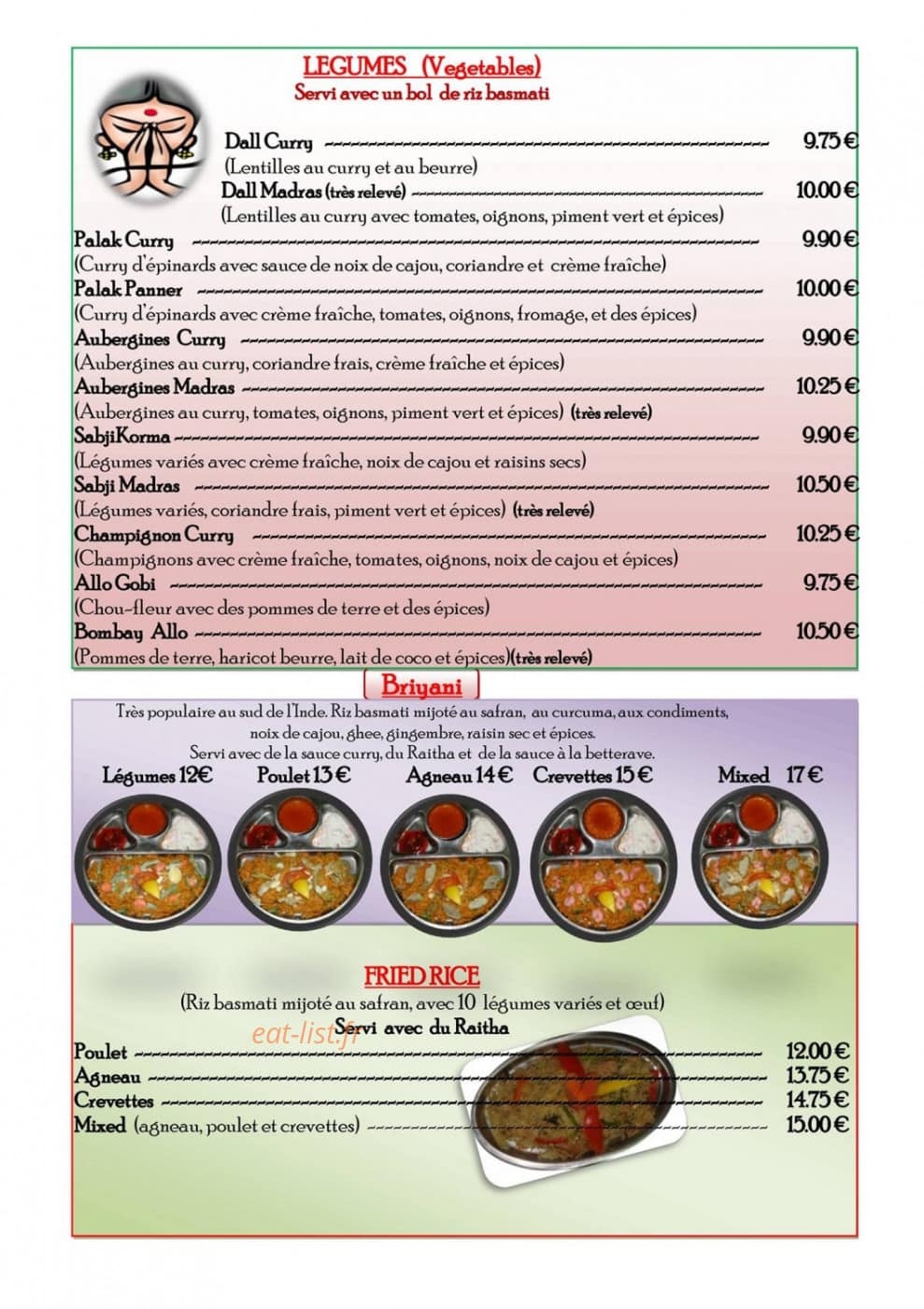 Restaurant Krishna — carte page 6