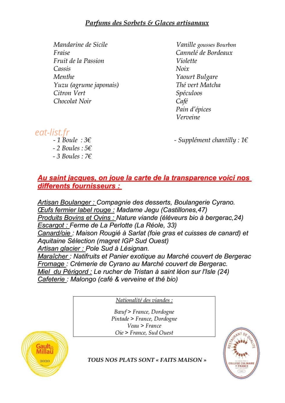 Restaurant Le Saint Jacques — carte page 4