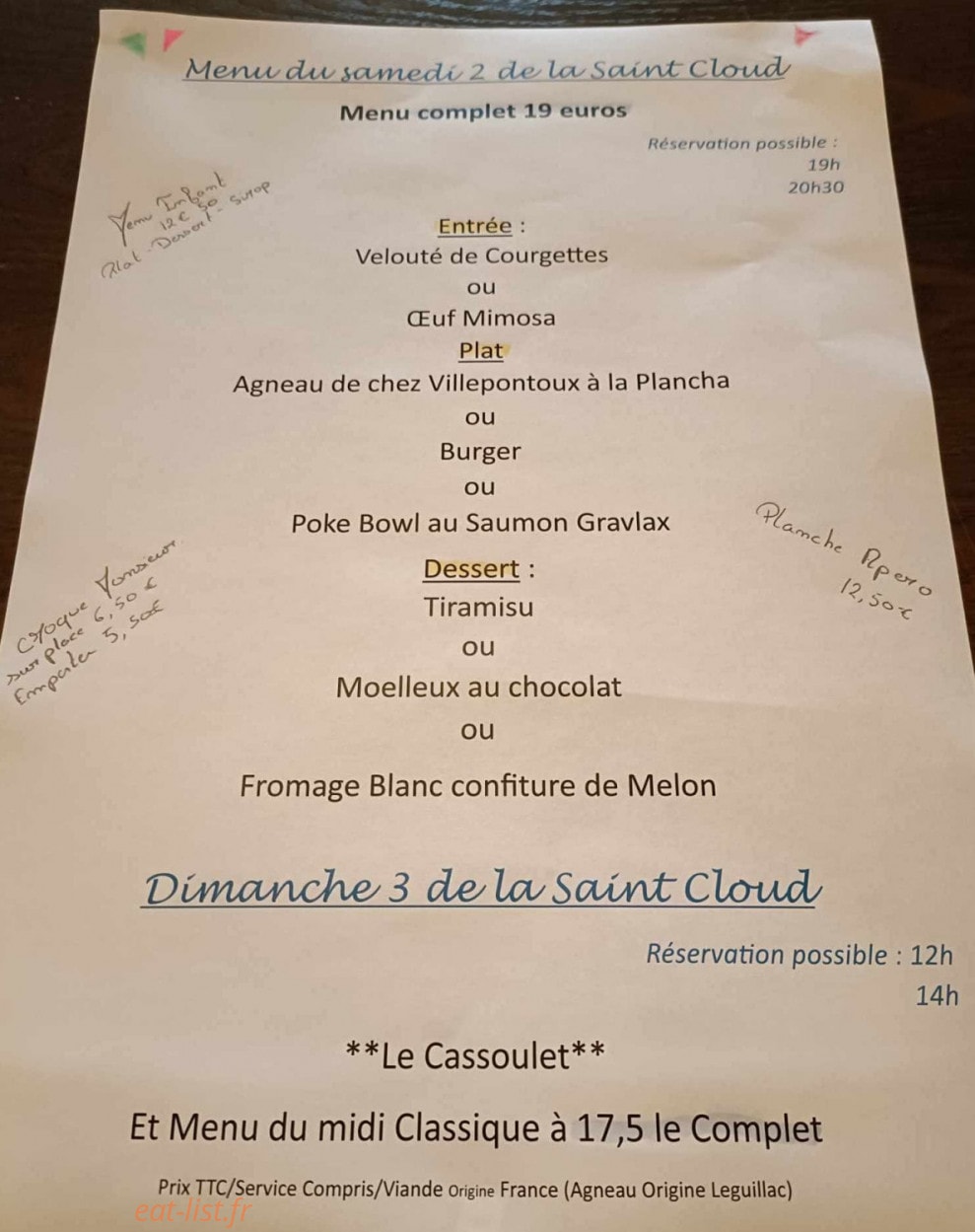 La Croisée des Fourchettes — carte page 1