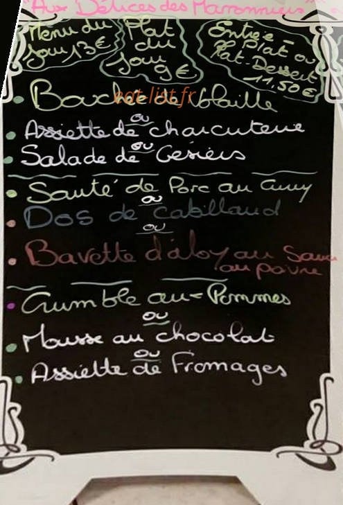 Aux Délices Des Marronniers — carte page 1