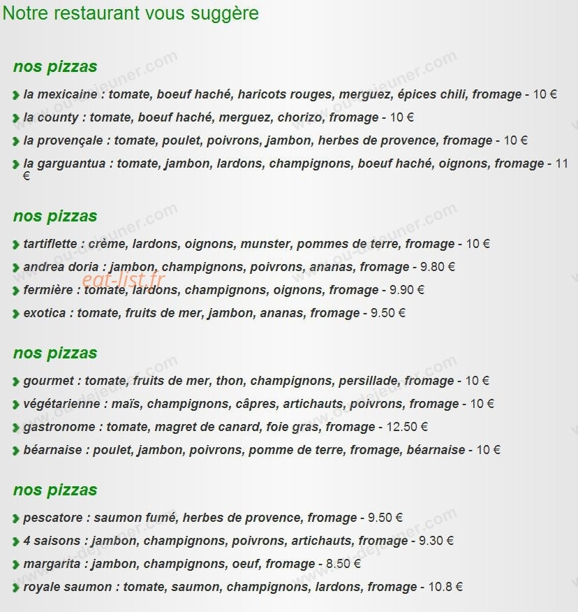 La Calzone — carte page 1