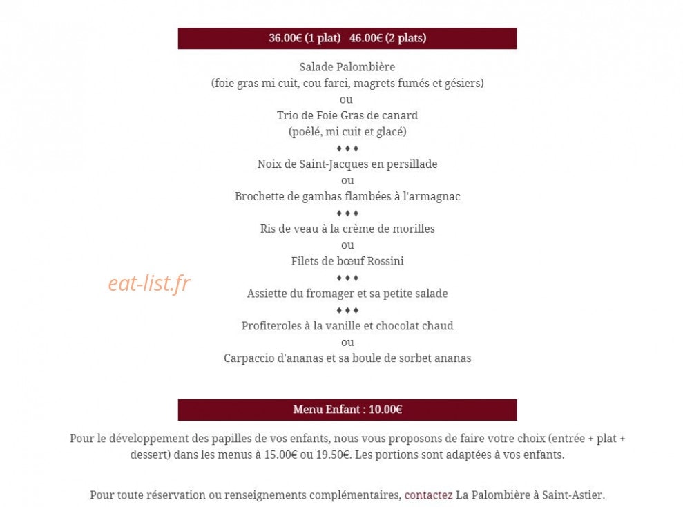 La Palombiere — carte page 2