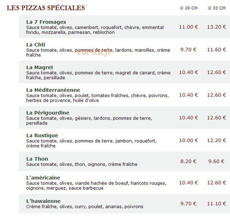 Le Kiosque à Pizzas — carte page 3