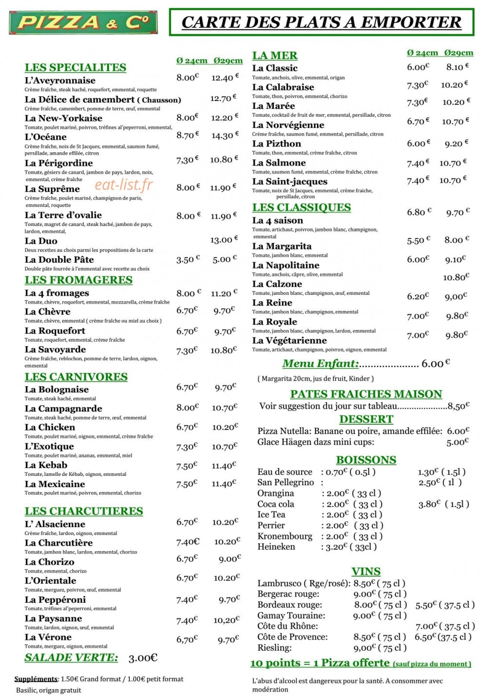 Pizza and co — carte page 2
