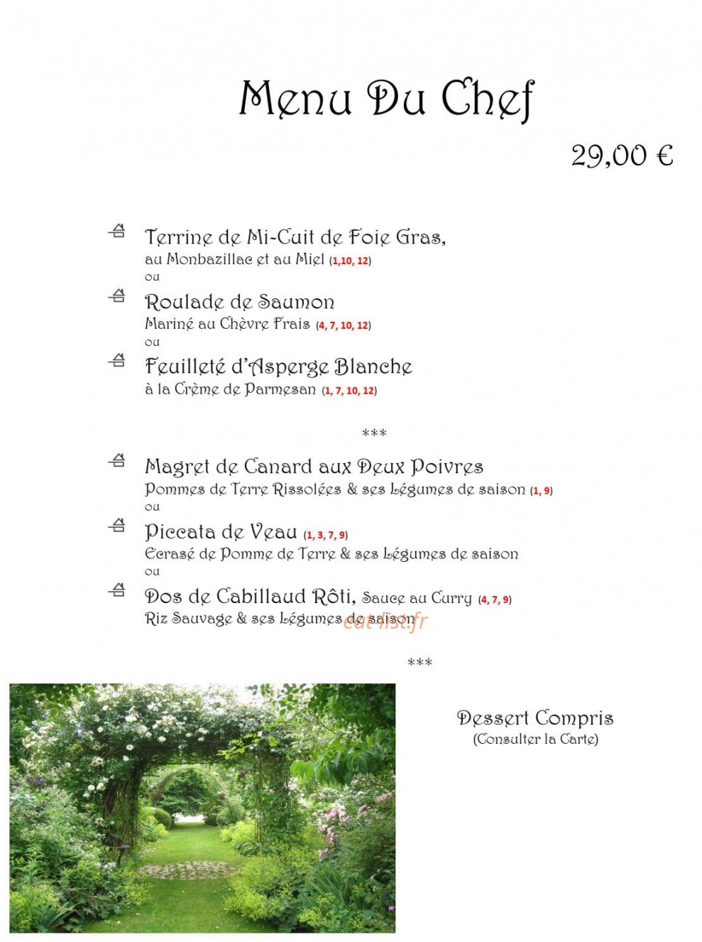 Au Jardin d'O — carte page 7