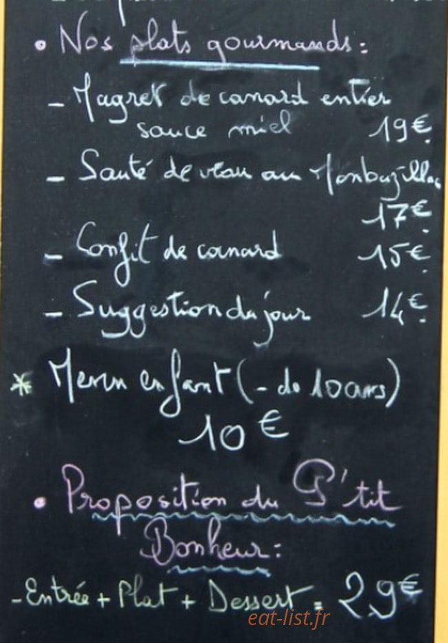 Au Petit Bonheur — carte page 2