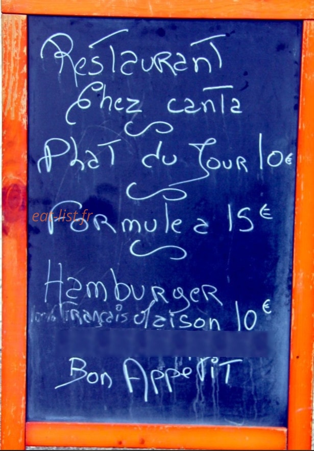 Chez Canta — carte page 1