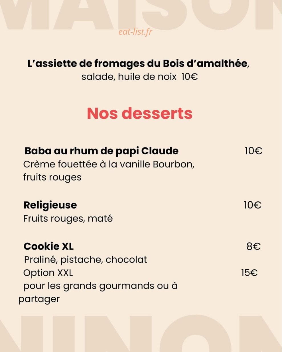 Maison Ninon — carte page 4