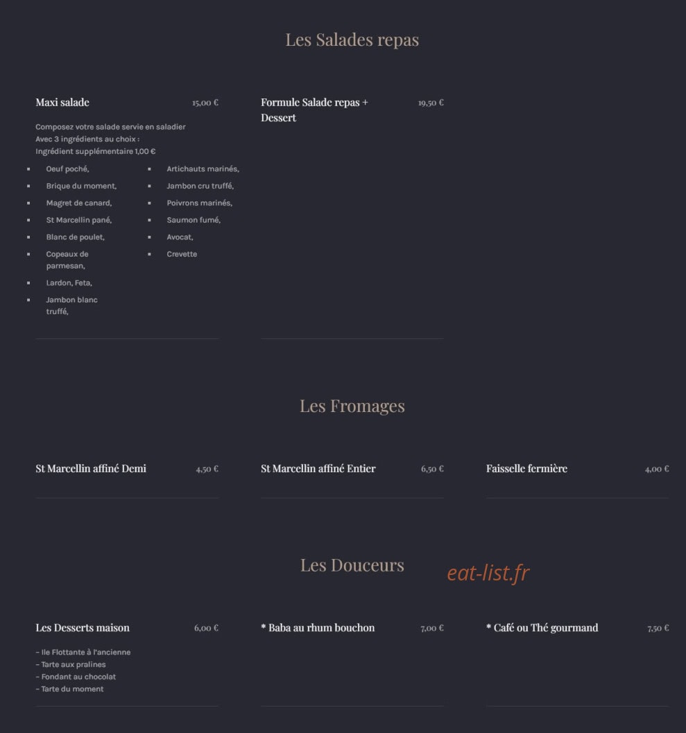 Au comptoir de l'épicurien — carte page 2