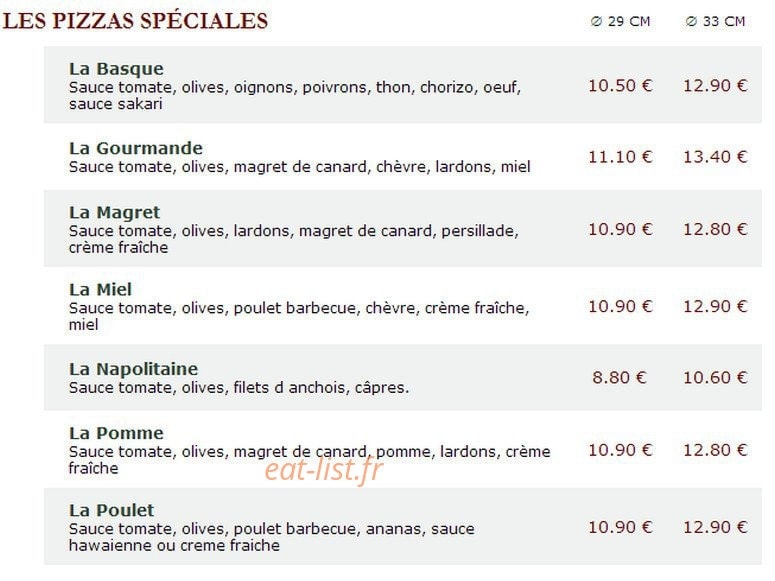 Le Kiosque à Pizzas — carte page 3