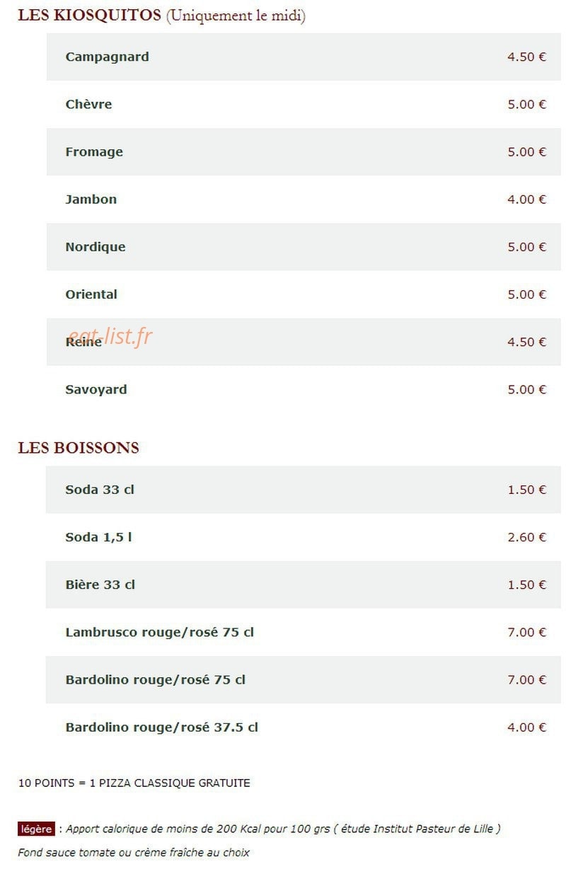 Le Kiosque à Pizzas — carte page 5