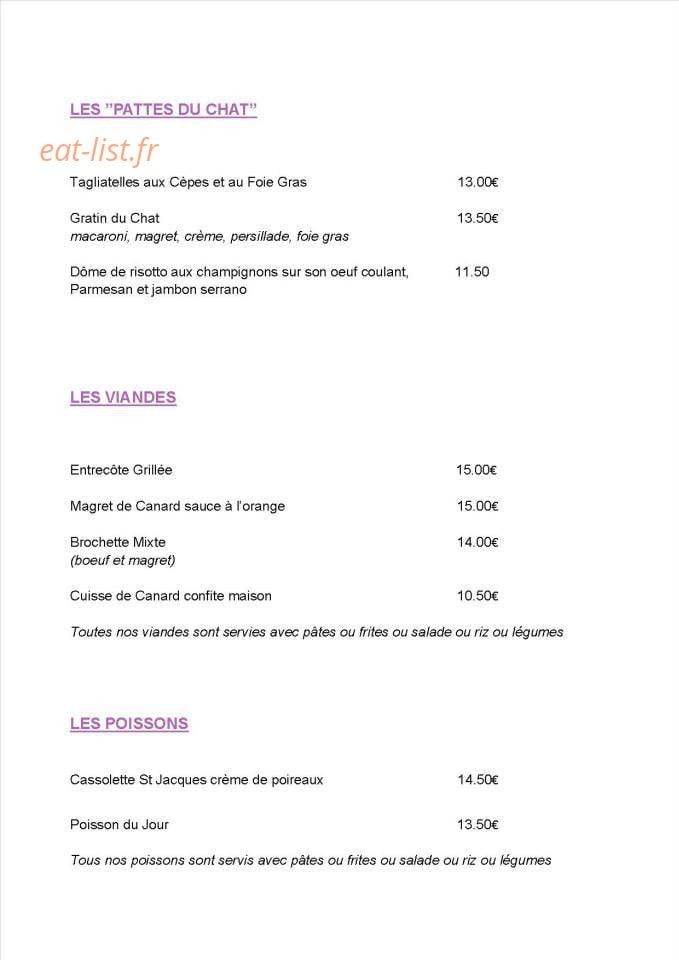 Le Chat Perché — carte page 3