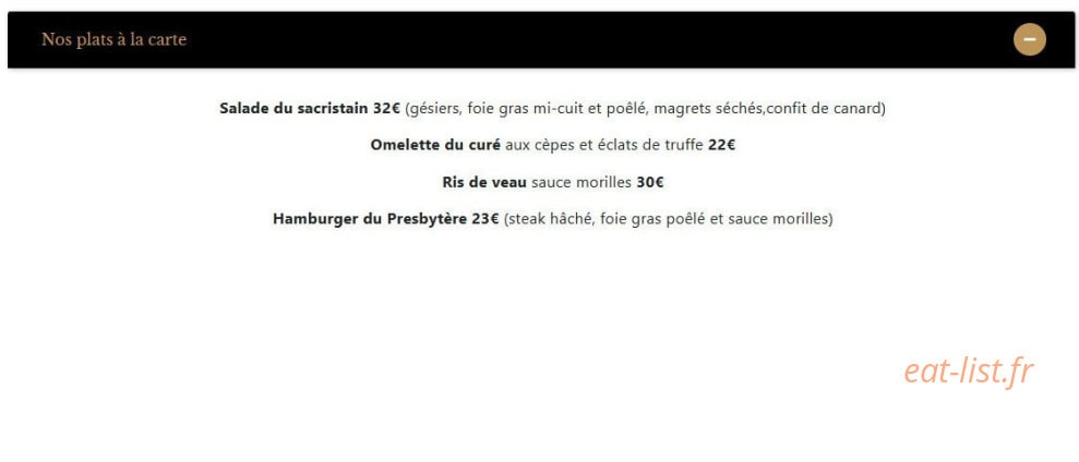 Le Bistrot Du Presbytère — carte page 3