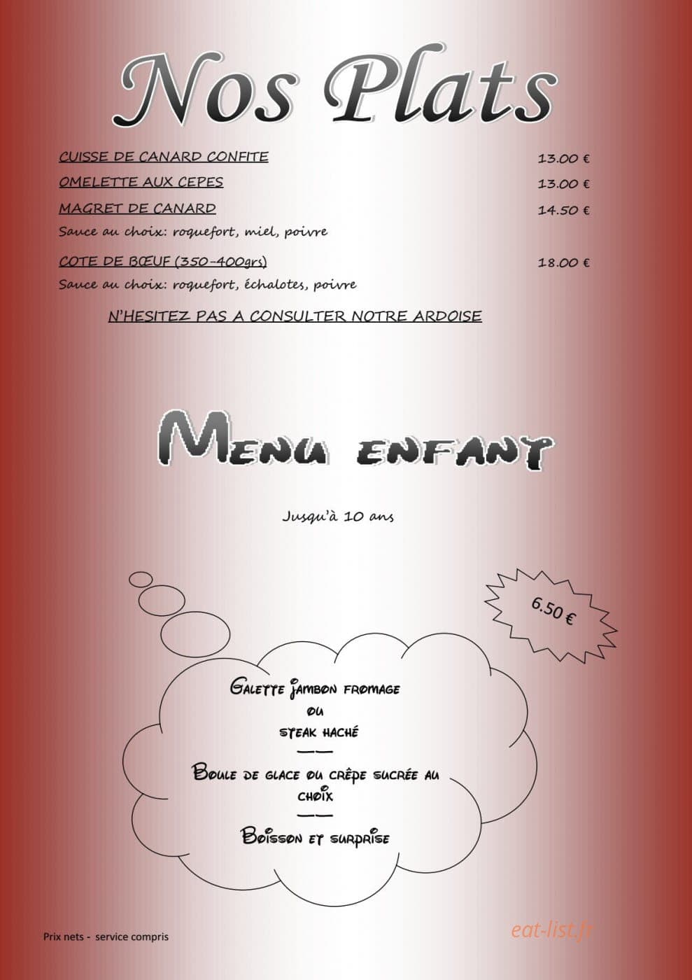 Au Gré des Saisons — carte page 5
