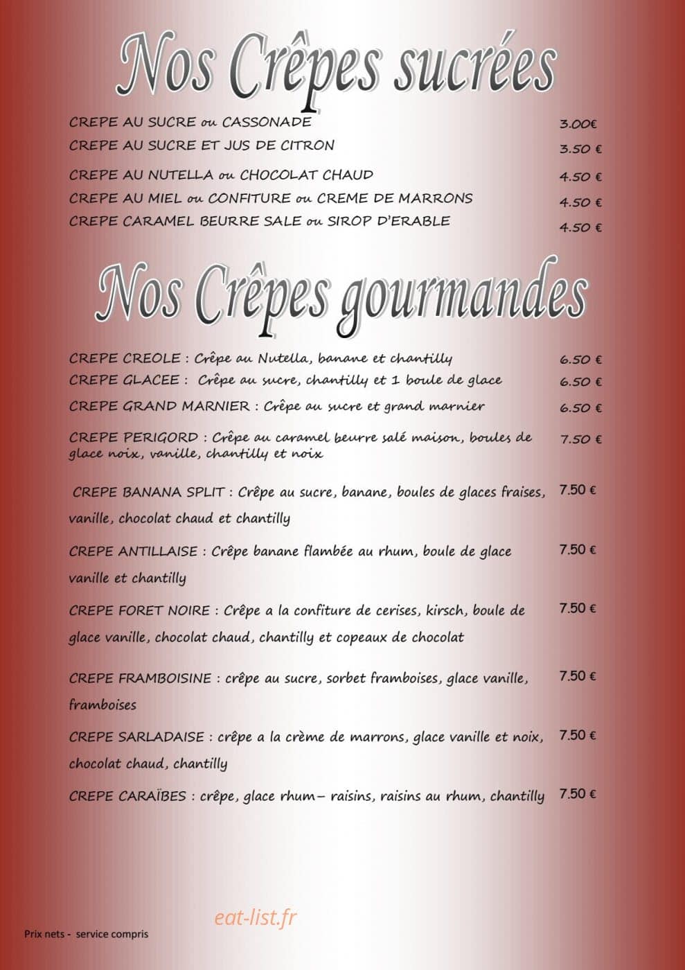 Au Gré des Saisons — carte page 8