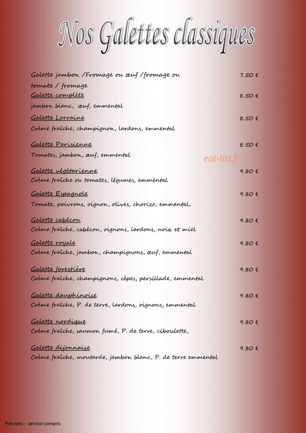 Au Gré des Saisons — carte page 6
