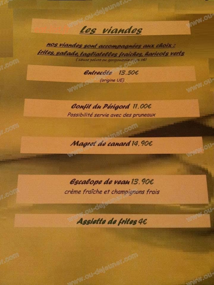 Pizzeria des Bastides — carte page 1