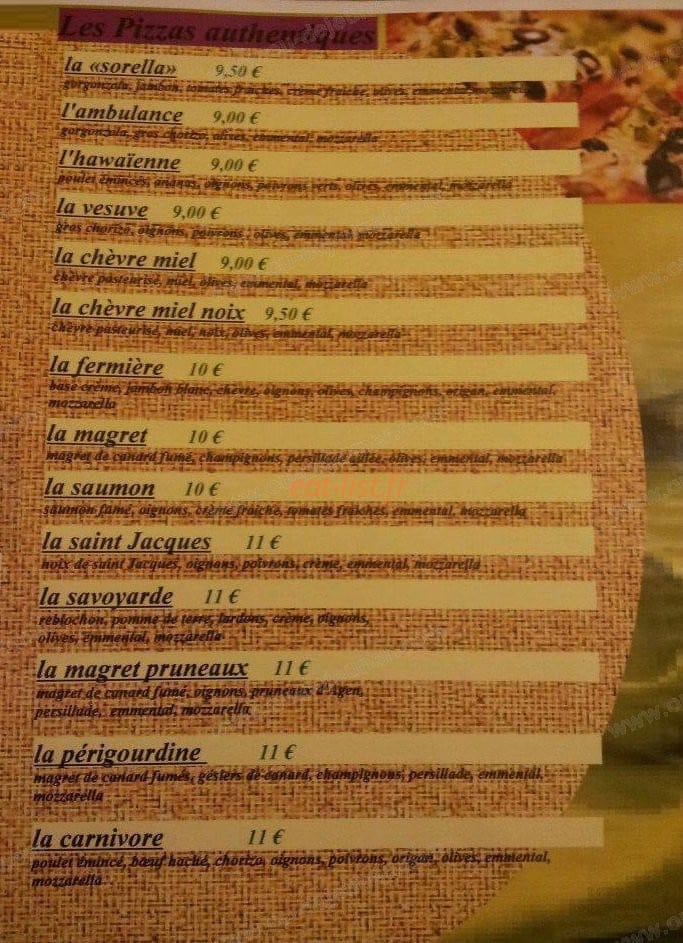 Pizzeria des Bastides — carte page 3