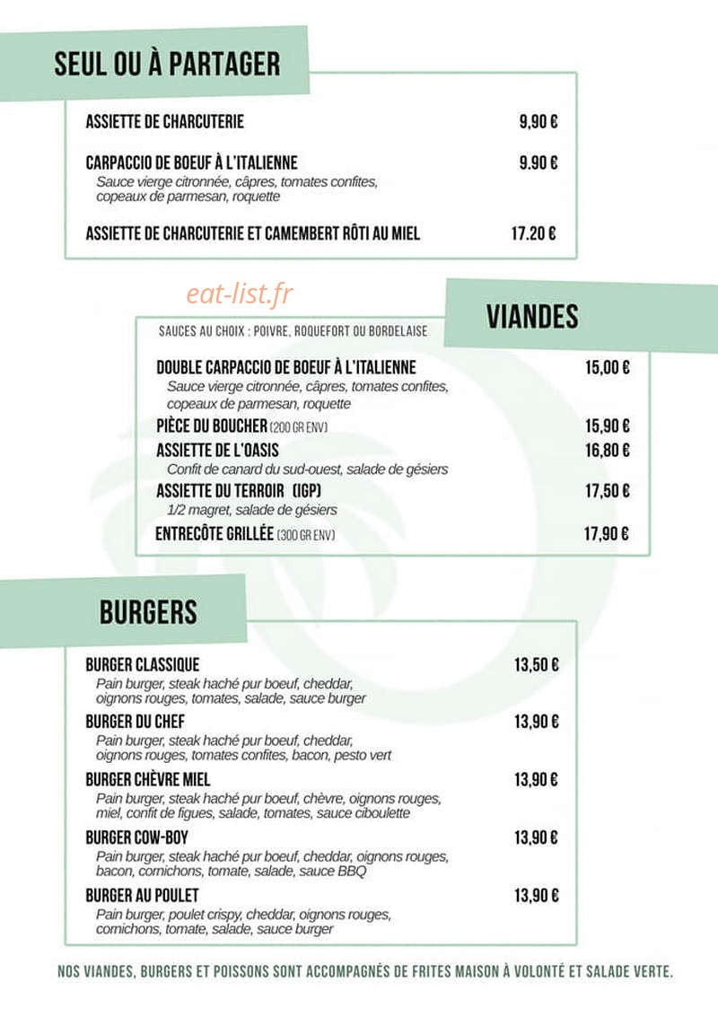 Restaurant l'Oasis — carte page 5