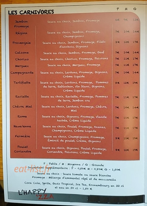 L'Happy'zza — carte page 1