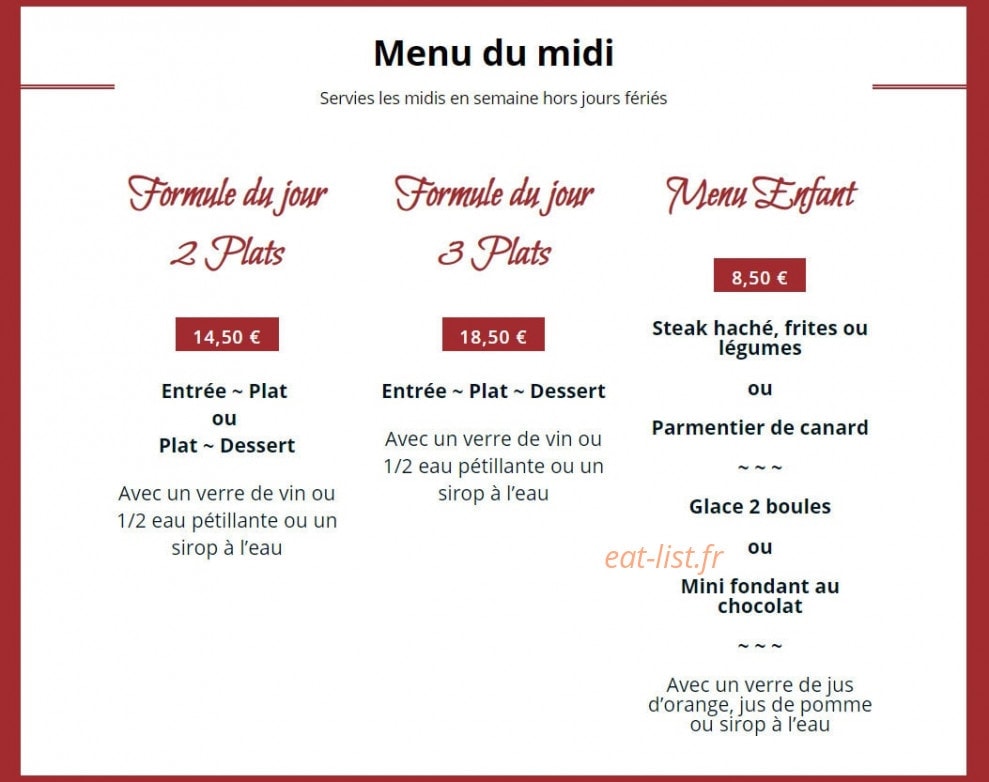 Mets Saveurs — carte page 1