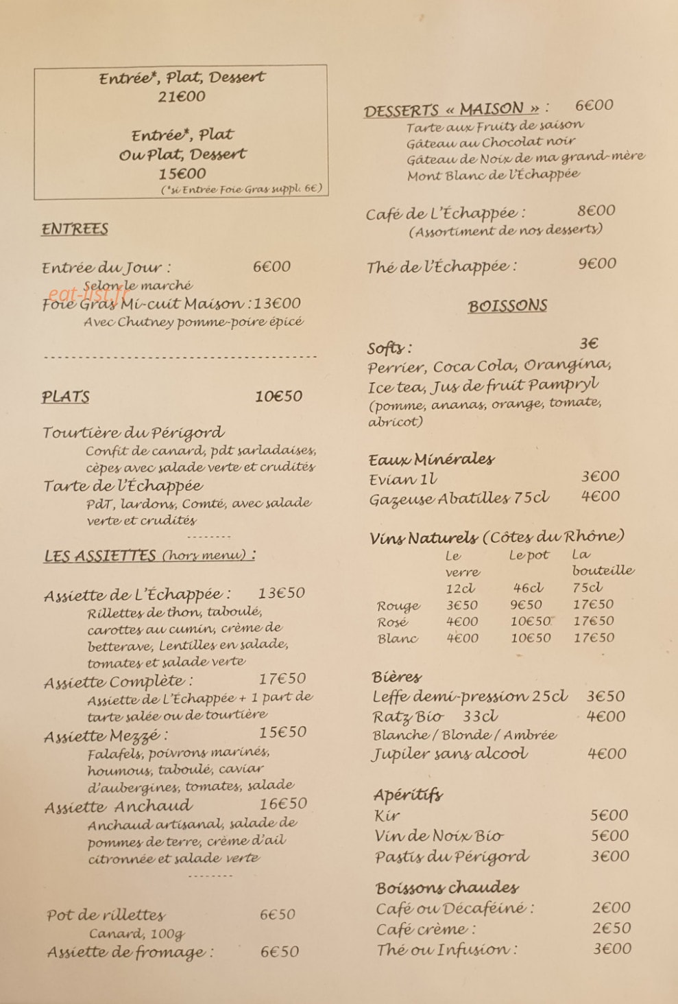 L'Echappée — carte page 1