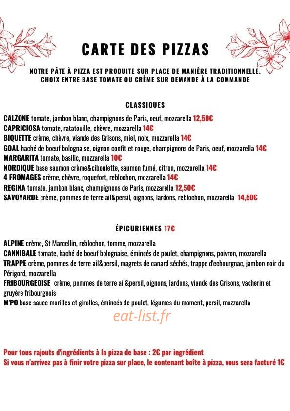 Le Parfum des Mets — carte page 1