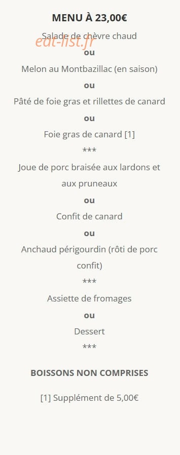 Auberge Du Roc — carte page 1
