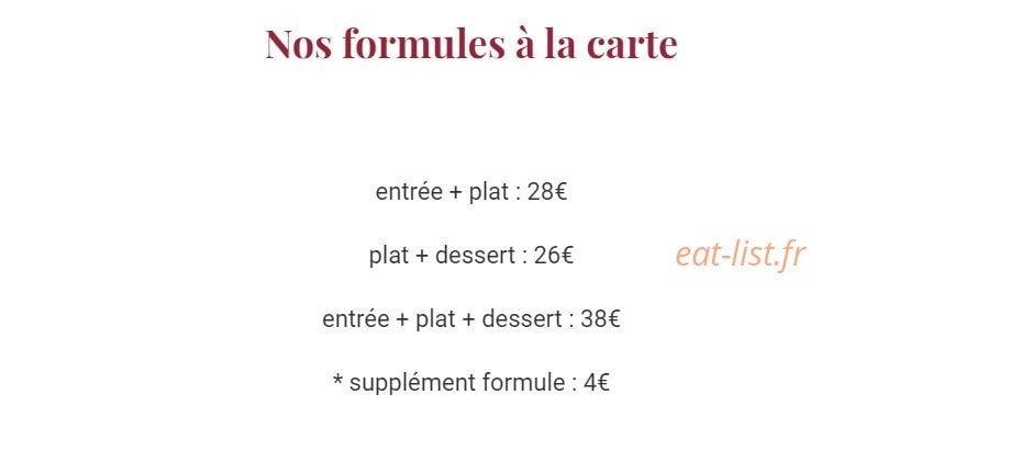 Carte et menu de Auberge de la Petite Reine à Siorac en Perigord — Les formules