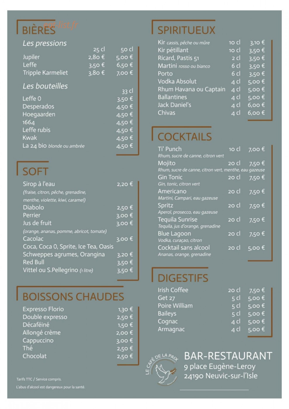 Le Café de la Paix — carte page 4