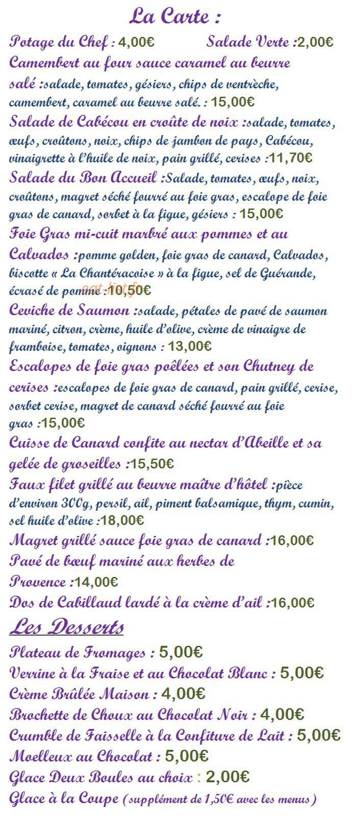 Au Bon Accueil — carte page 2