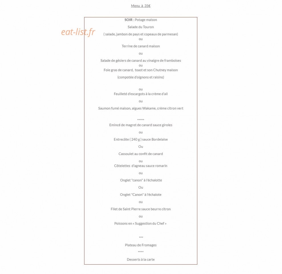 Le Relais du Touron — carte page 3