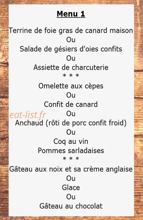 Auberge de Ravilhon — carte page 1