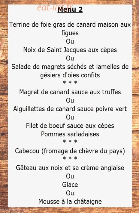 Auberge de Ravilhon — carte page 2