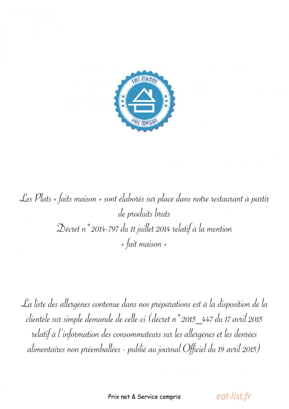 Auberge Le Mirandol — carte page 10